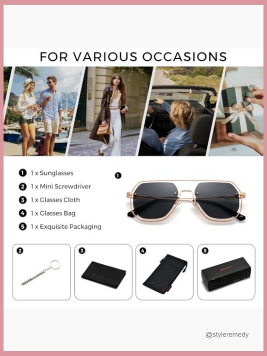 Metal Frame Hollow Geometric Oversized Aviator Sunglasses Polarized UV